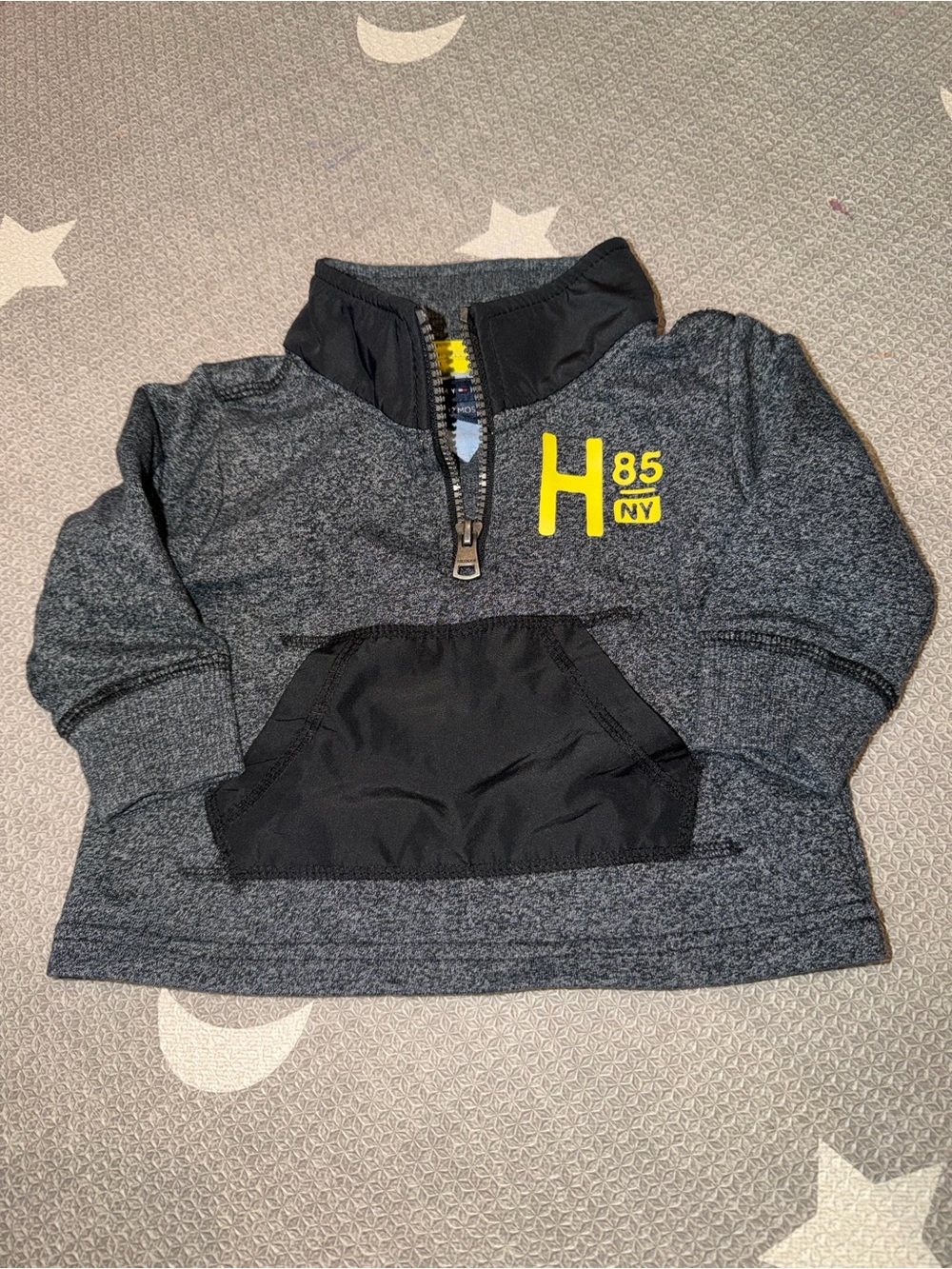 Tommy Hilfiger Grey Pullover Hoodie with Yellow Logo